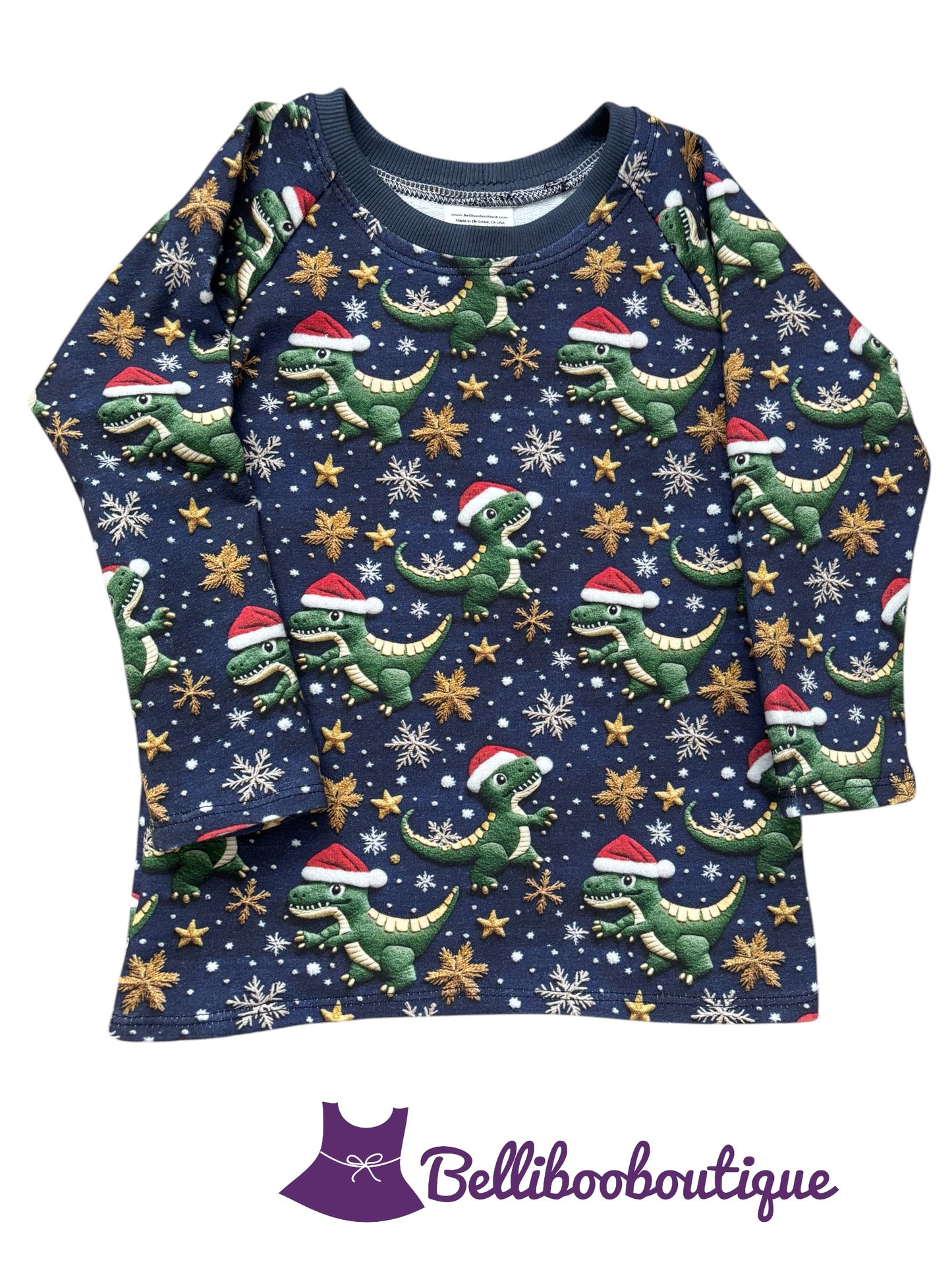 Dinosaur Santa Hat Shirt-3T