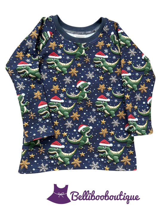 Dinosaur Santa Hat Shirt-3T