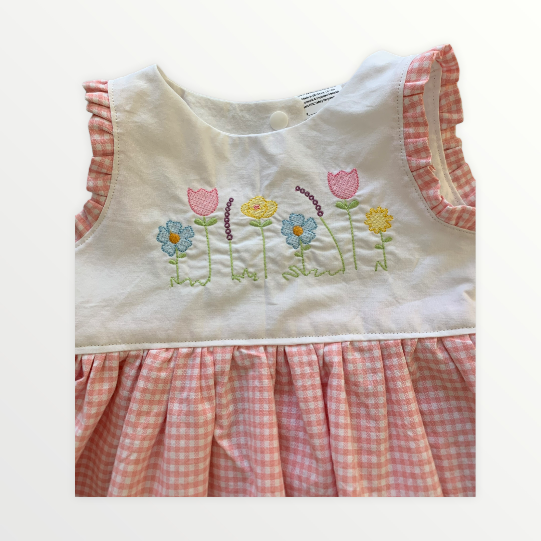 Dress - Embroidered Pink Gingham