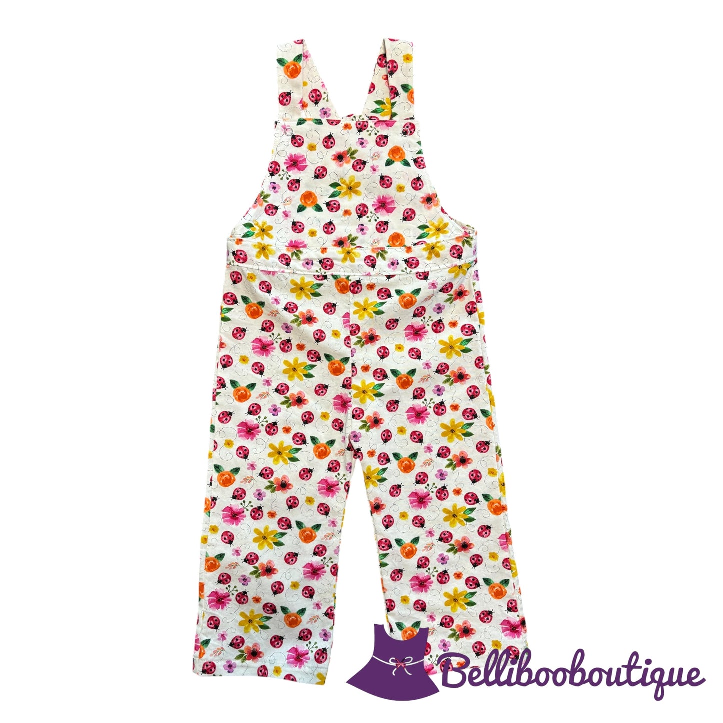 Overalls-girls ladybug floral
