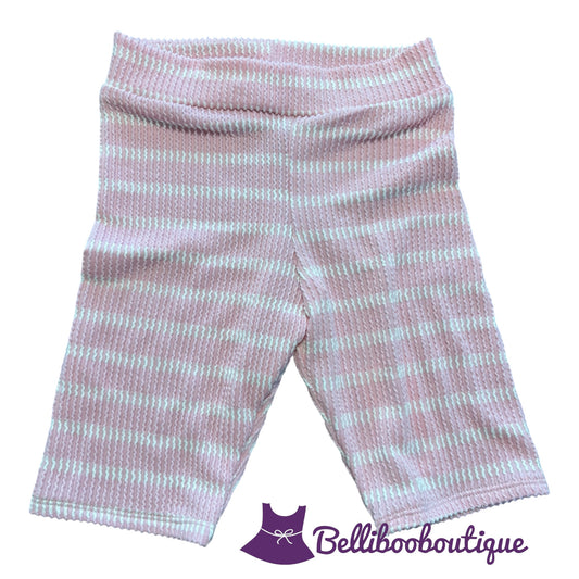Girls Pink & White Striped Shorts | Urban Rib Knit | Handmade Boutique Shorts | Size 7