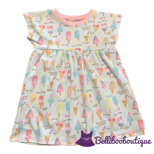 Handmade Ice Cream Dress Size 2T | Light Blue Cotton Knit Summer Dress for Toddler
