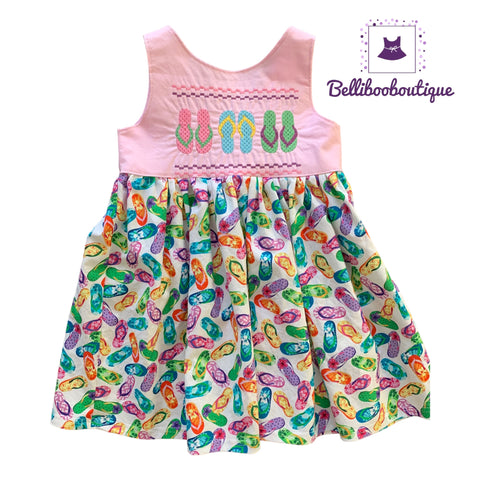 Flip Flop Dress - Embroidered 4T