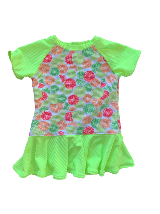 Top-Neon Fruit Peplum