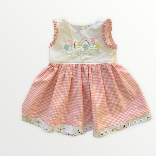 Dress - Embroidered Pink Gingham